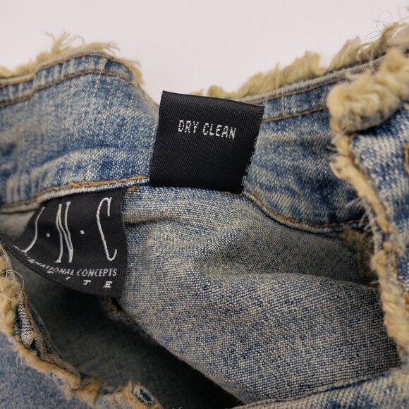 INC Concepts Petite P Denim Jacket Embroidered Flowers Womens Frog Closure Coat - Picture 7 of 16